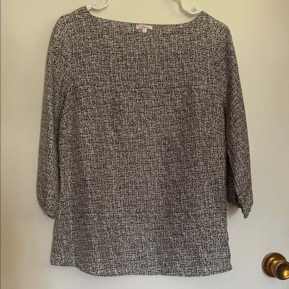 Adore Black and White Textured Blouse